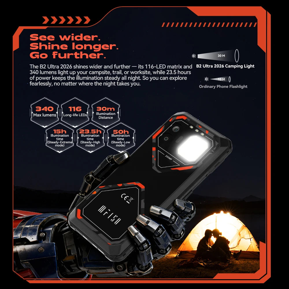 World Premiere IIIF150 B2 Ultra 2026 Rugged Phone MTK G100 Chip 256GB ROM 200MP Main Camera 15000mAh Battery Smartphone