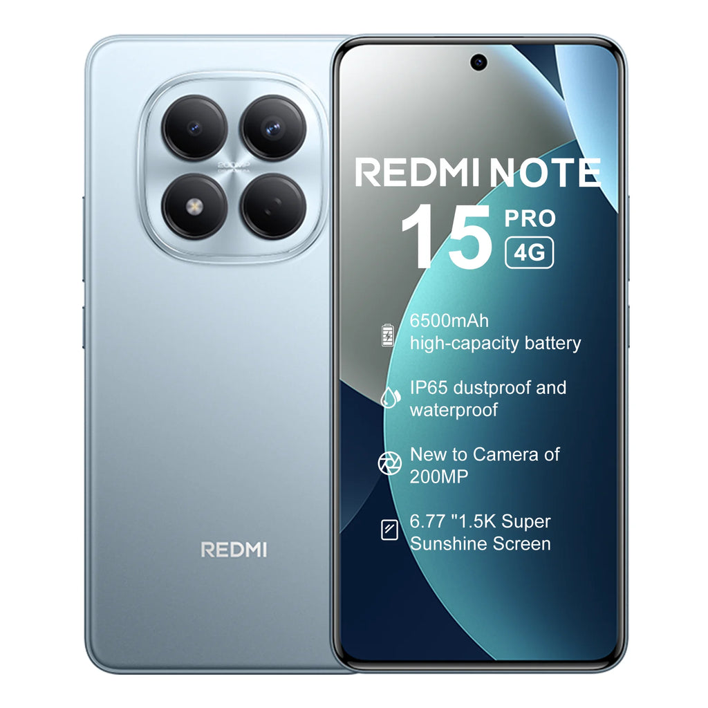 Global Version Xiaomi REDMI Note 15 Pro MTK Helio G200-Ultra 6.77" AMOLED display 200MP Camera 6500mAh 45W fast charging 120HZ