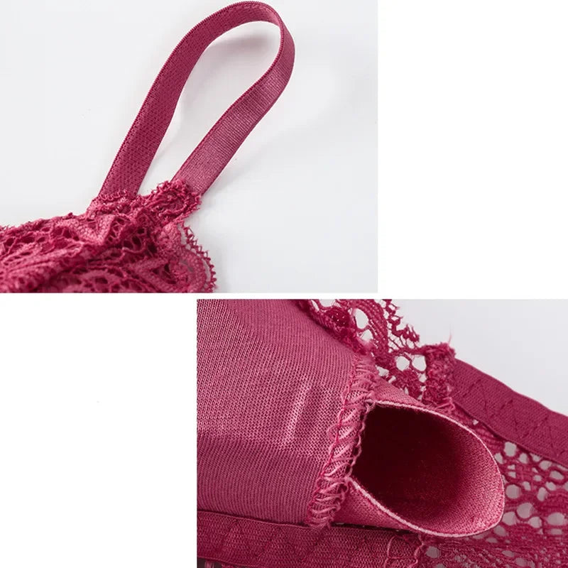 Women Push-Up Bra Set Sexy Lingerie Floral Lace Wire Free Bralette Low Rise Panties Sexy Briefs Female Underwear Intimates
