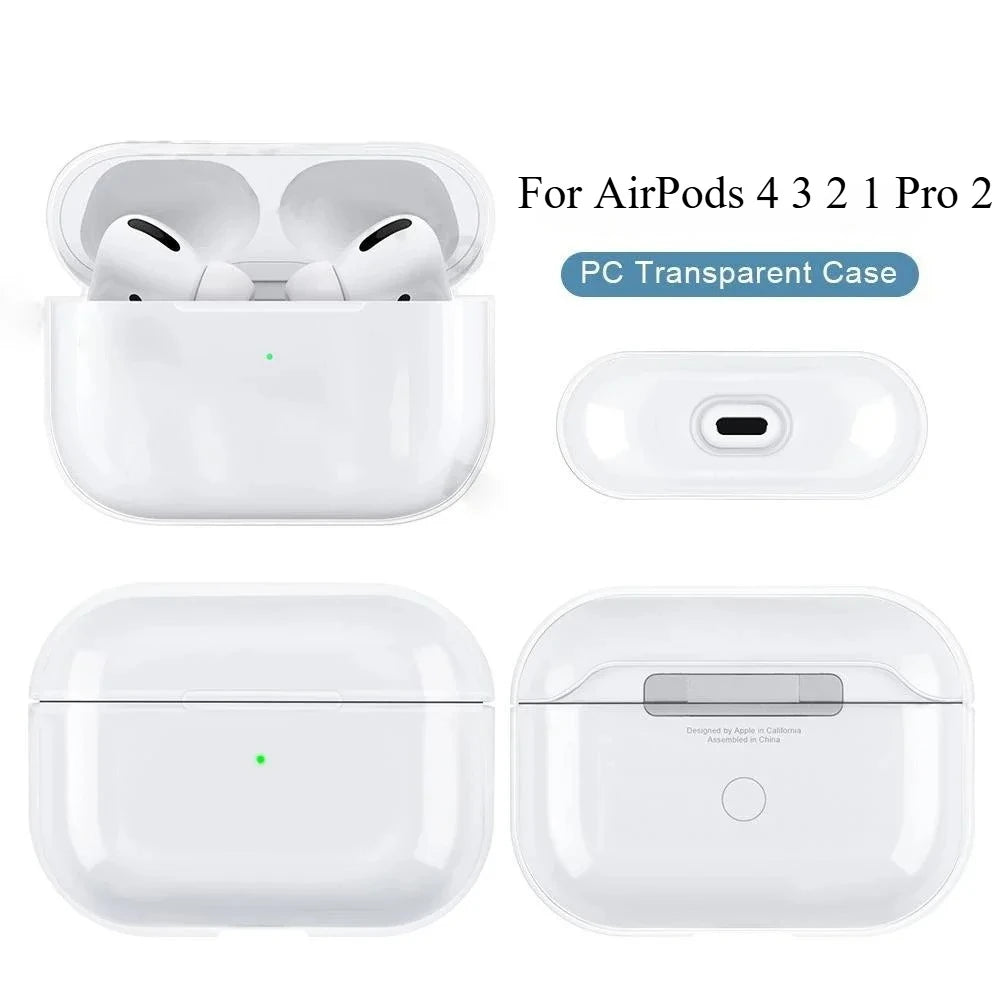 Transparent PC Earphone Case For AirPods 4 3 2 1 Pro 2 USB C Cover Hard Anti-fall Clear Headphone Coque For AirPods 4 4th Pro2 Main image