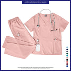 Niaahinn Scrubs Uniforms Sets Wholesale Medical Scrub Stretch Suit Healthcare Nursing Uniform Unisex Surgical Uniforms Woman Men