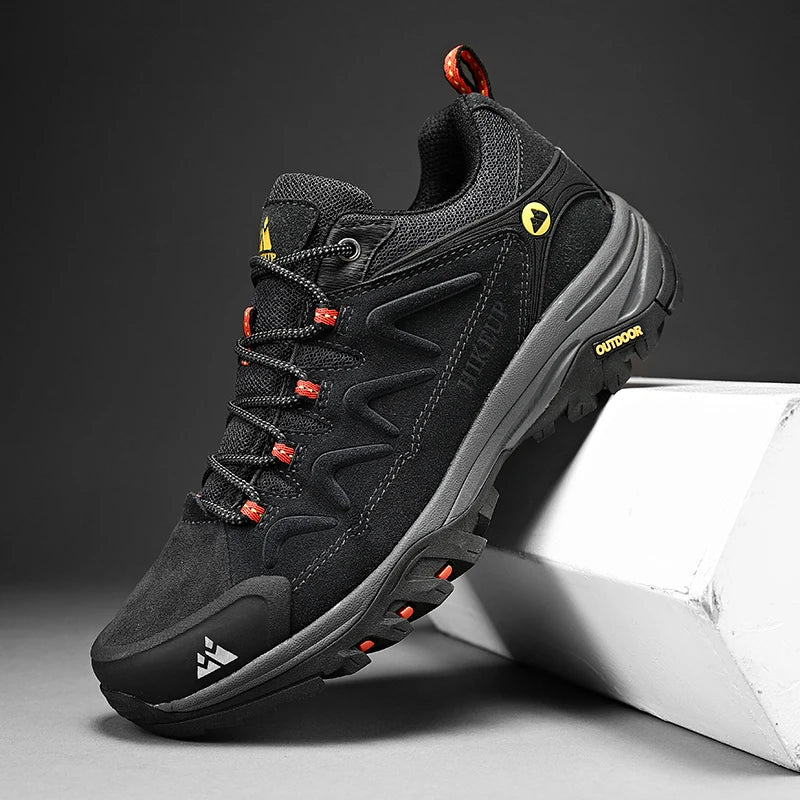 HIKEUP Leather Men Shoes for Men's Casual Shoes Fashion Waterproof Winter Luxury Designer Brand Work Boots Man Non-slip Sneakers