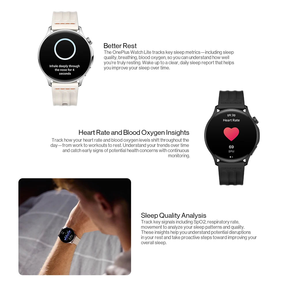 OnePlus Watch lite SmartWatch,1.46 inches Display,59g,10 Days of Reliable Power,Heart Rate,Blood Oxygen Monitorin