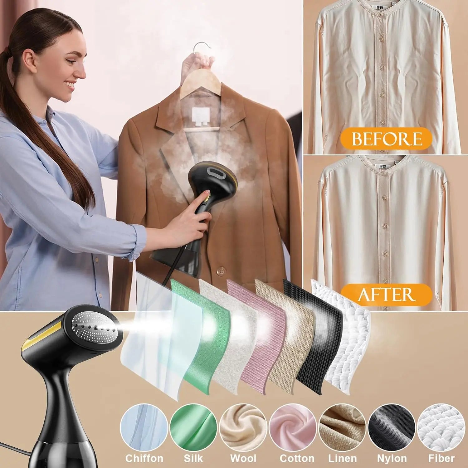 Handheld Garment Steamer 1300W Electric Household Fabric Steam Iron 220V Portable Vertical Fast-Heat for Clothes Ironing 350ml