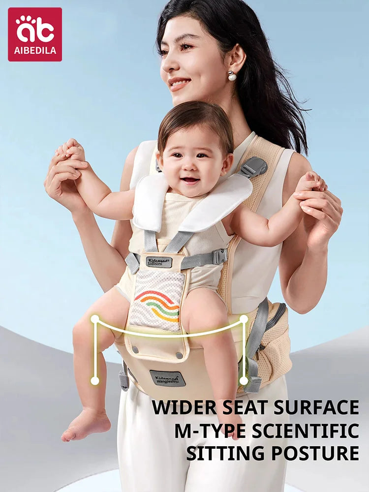 AIBEDILA Baby Carrier Waist Stool Ergonomic Kangaroo Baby Carrier with Knob Breathable Newborn Waist Stool 0-36M Ürün ana görseli
