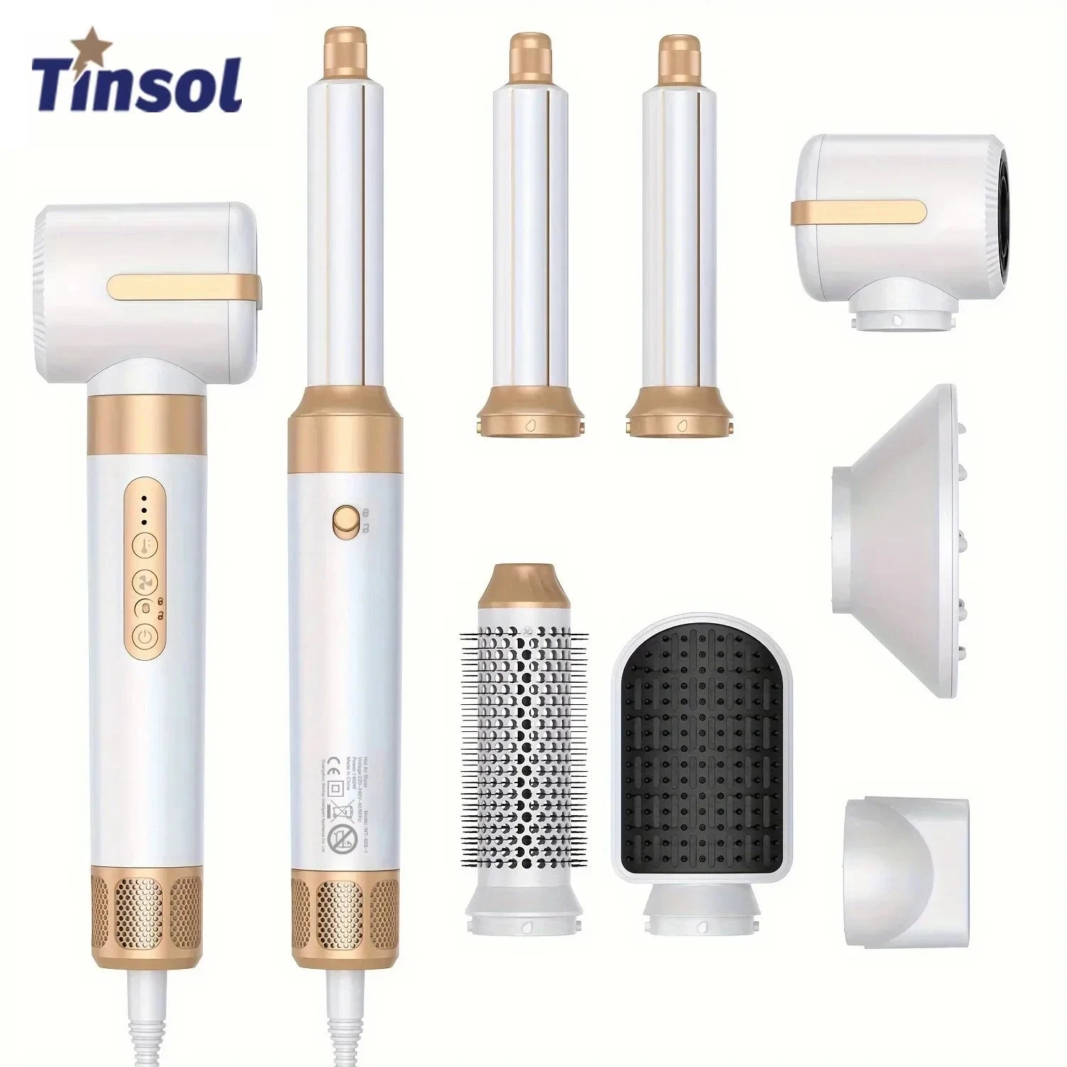 Tinsol 7 In 1 Hair Dryer Brush Brushless High Speed Hair Dryer with Diffuser Ionic Blow Dryer Hot Air Styling Comb Hair Curler Ürün ana görseli