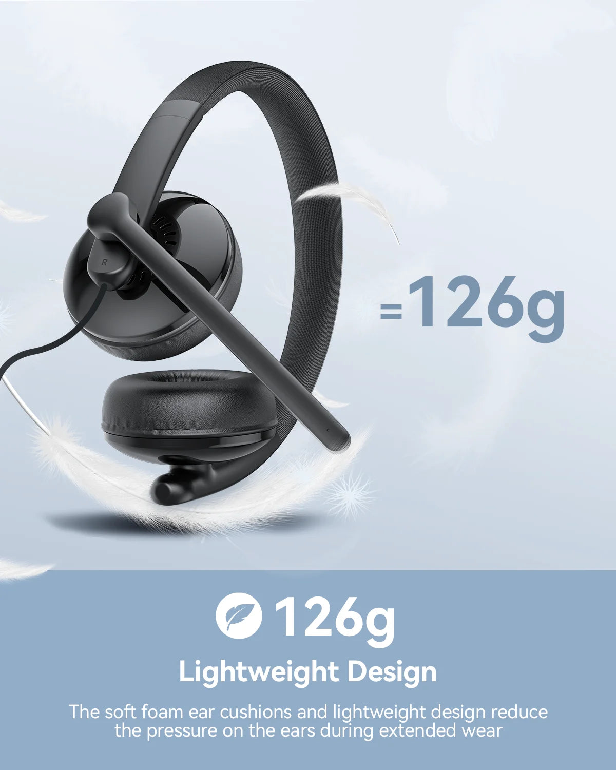 EMEET Wired Headset with Microphone Call Center USB Headphones ENC Noise Cancelling Office Cable Earphones for Phone/PC Computer