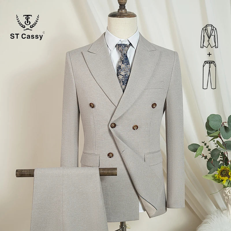 ST Cassy dark blue Elegant Man Suit 2 Pcs Set Modern Wedding Party Suits for Men Stylish Business office suit