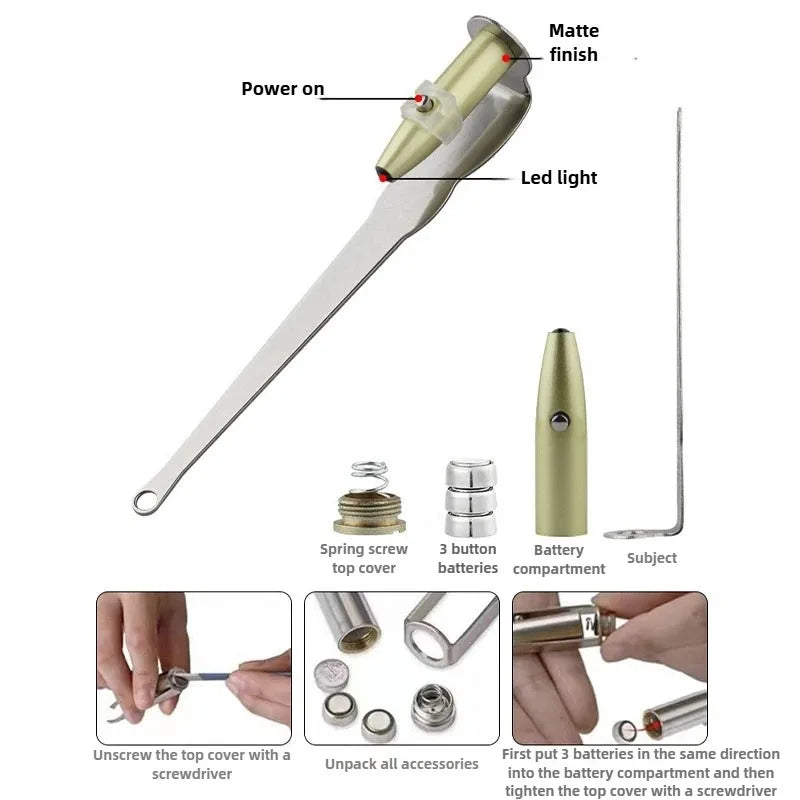 1PC Professional LED Light Tonsil Stone Remover Tool Stainless Steel Cleaner for Oral Care and Ear Wax Removal