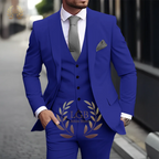 Men's Khaki 3-Piece Suit Classic Peak Lapel Business Formal Wedding Groom Slim Fit Elegant Gentleman Style Fashion Blazer