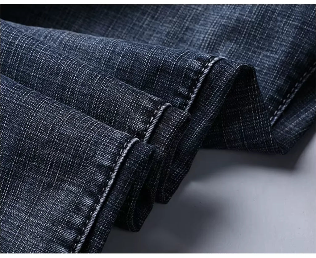Wthinlee New Business Men's Jeans Casual Straight Stretch Fashion Classic Blue Black Work Pant Denim Trousers Male  Clothing