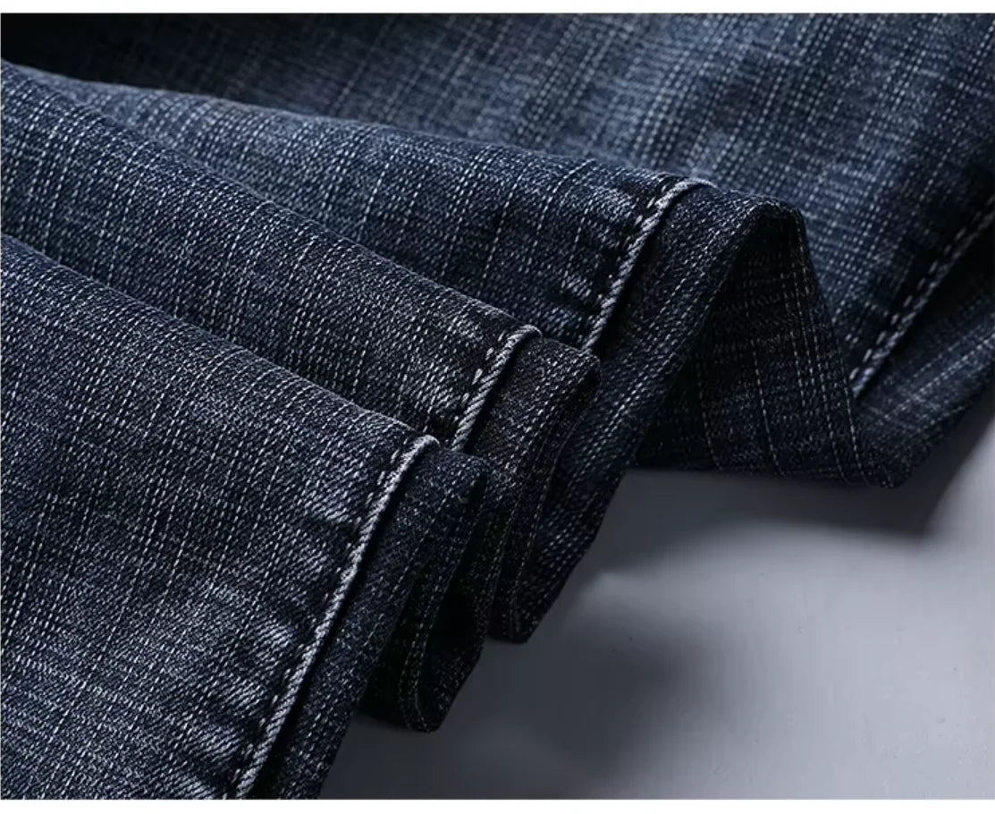 Wthinlee New Business Men's Jeans Casual Straight Stretch Fashion Classic Blue Black Work Pant Denim Trousers Male  Clothing