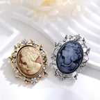 Vintage Victorian Design Queen's Cameo Brooch Pin, Antique Wedding Beauty Jewelry Gift, Elegant Style