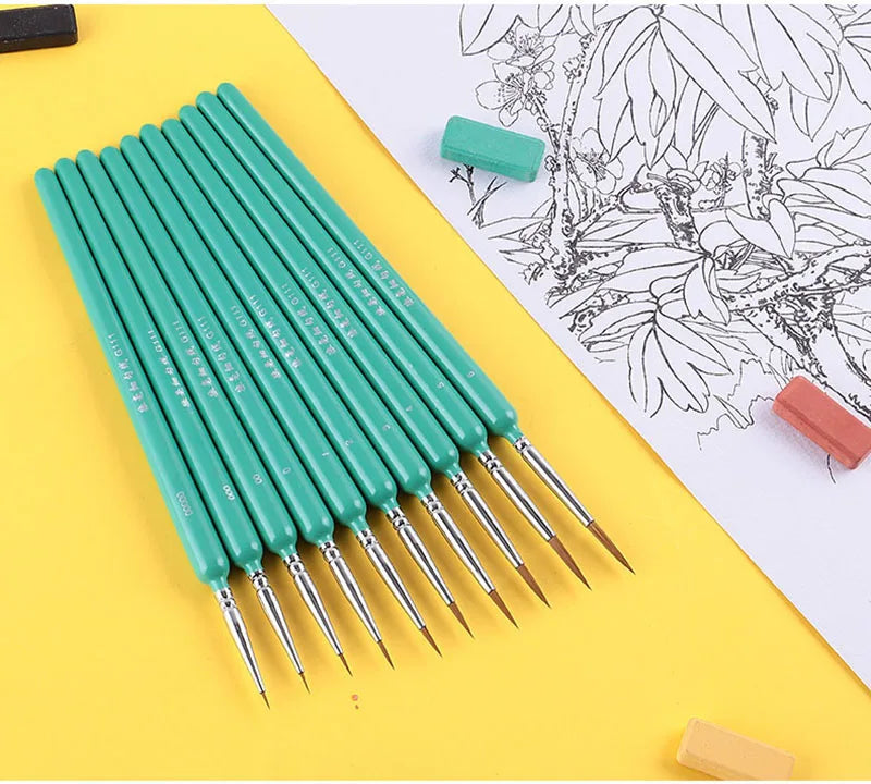 4/5/10pcs Miniature Hook Line Pen art painting brushes weasel hair paint brush gouache watercolor oil paint artists Hand Painted