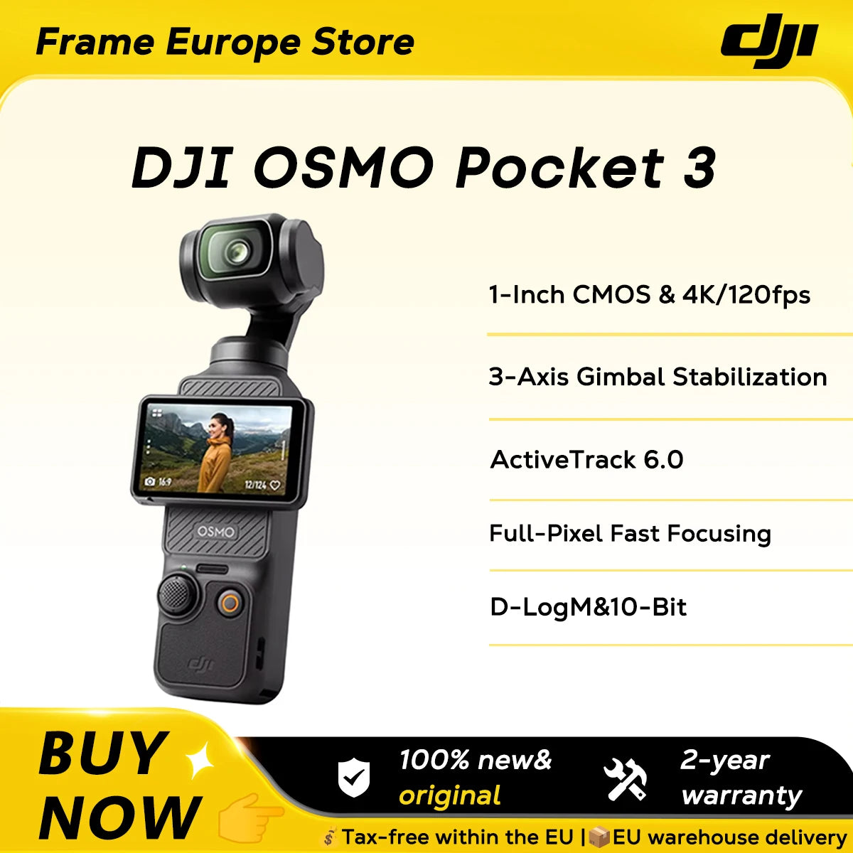 DJI OSMO Pocket 3 Powerful 1-Inch Sensor 4K/120fps 2-Inch Rotatable Touchscreen Original Brand New EU Stock Ürün ana görseli