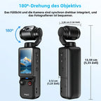 4K HD Video Recording Camera with 1.9" CMOS, USB Rechargeable, 180° Rotating Action Camcorder for Vlogging, Live Streaming