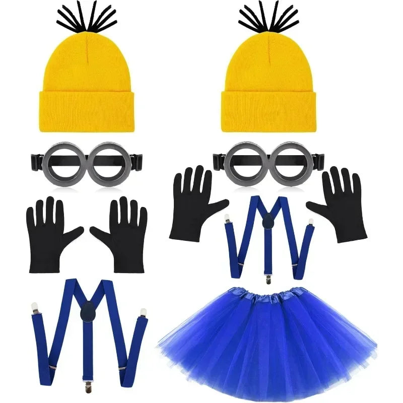 Disfraz disguise Funny Halloween Costume Accessories Adult,Goggles Glasses/Yellow Beanie/Gloves for Men Women Cosplay Party Set Ürün ana görseli