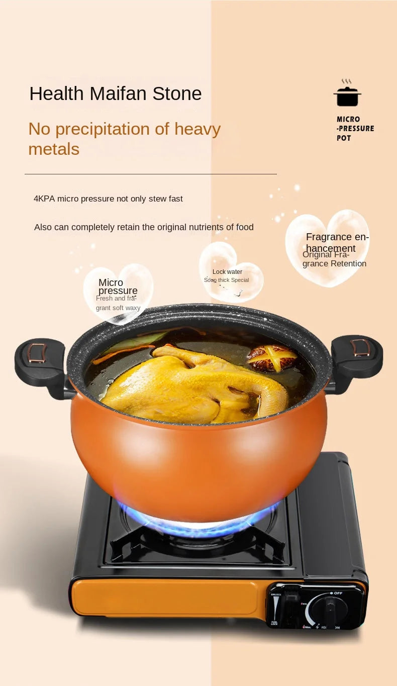 Large-Capacity Micro-Pressure Sandpot Household Slow-Cooking Stew Pot Soup Pot Stainless Steel Pumpkin Pot Induction Cooker & Ga