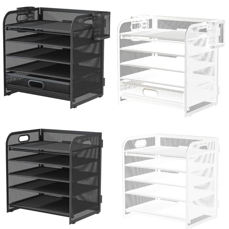 C7AB Multifunction File Letter Tray Organizers with Sliding Drawer and 2 Pen Holder, Space Saving Office Desk Organizers