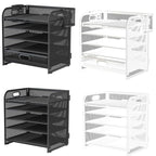 C7AB Multifunction File Letter Tray Organizers with Sliding Drawer and 2 Pen Holder, Space Saving Office Desk Organizers