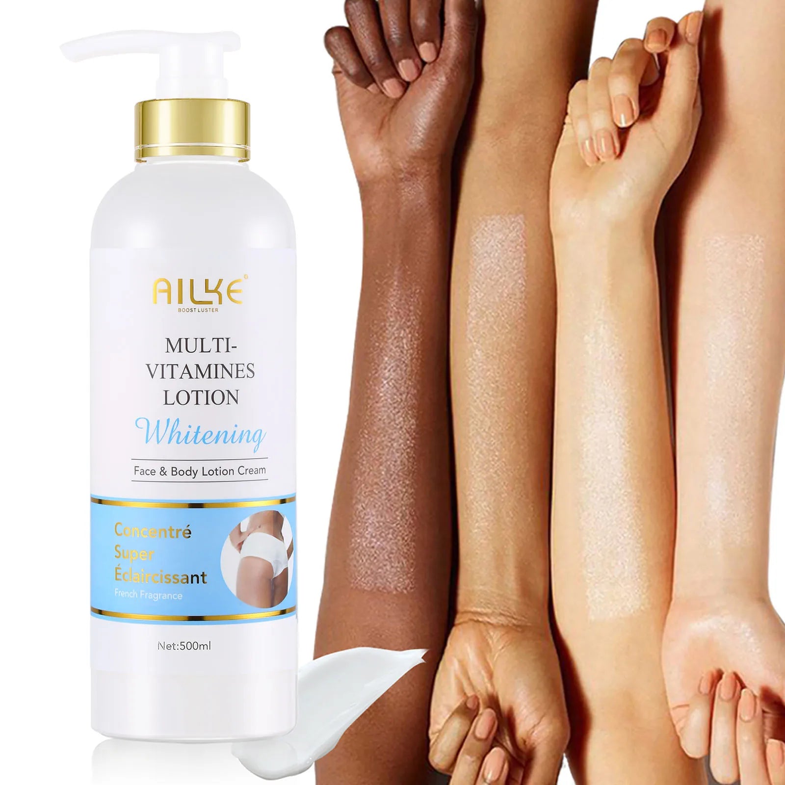 AILKE Multi Vitamin Whitening Body Lotion With Vitamins A,E,B3,B5, Increase Skin Radiance, Even Skin Tone, Moisturizer Cream Ürün ana görseli