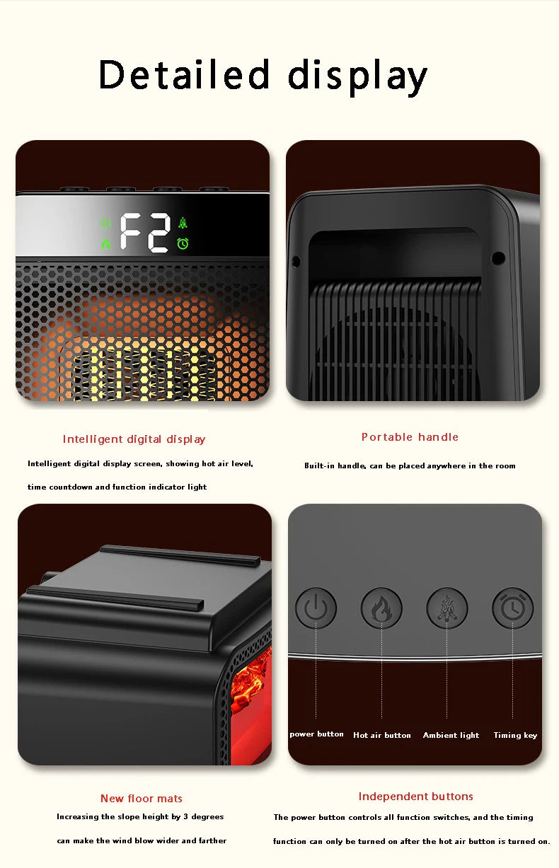 Portable Electric Heater Portable Desktop 1000W PTC Heating Fan Warm Air Blower for Household Office Mini Space Heater