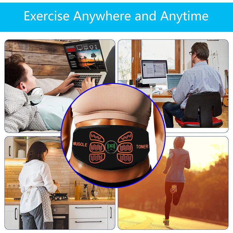 Abdominal Muscle Stimulator Weight Belts Ab Toning Belt Muscle Toner Back Waist Home Fitness Slimming Massager USB Recharge