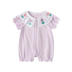 MILANCEL Summer Baby Rompers 0-24M Soft Comfortable Toddler Jumpsuit Embroidered Flowers Infant Girls Clothes