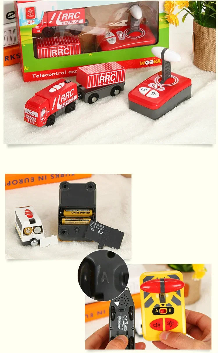 RC Electric Train Set Toys for Kids Car Diecast Slot Toy Fit for Standard Wooden Train Track Railway Battery Christmas Trem Set