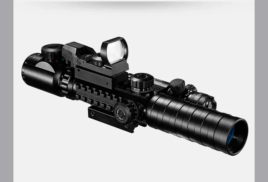 3-9X32 EG Scope 3 in 1 Combo Hunting Scope Red Green Illuminated with Holographic Reflex 4 Reticle Red Green Dot Sight Caza