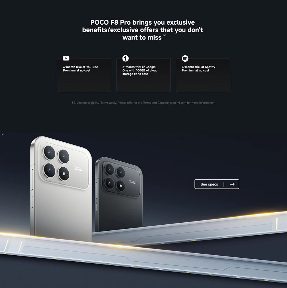 Global Version POCO F8 Pro 5G smartphone 5G 6.59" Snapdragon® 8 Elite Mobile Platform 6210mAh 100W 50MP camera IP68 NFC XIaomi