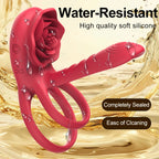 Rose Penis Ring Vibrator Female G-spot Clitoral Stimulation Male Ejaculation Delay Silicone CockRing Adult Sex Toy for Couples