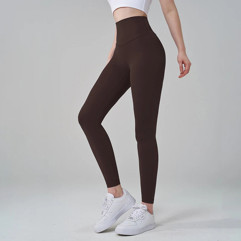 SOISOU Nylon Yoga Pants Gym Leggings Women Girl Fitness Soft Tights High Waist Elastic Breathable No T Line Sports Pants