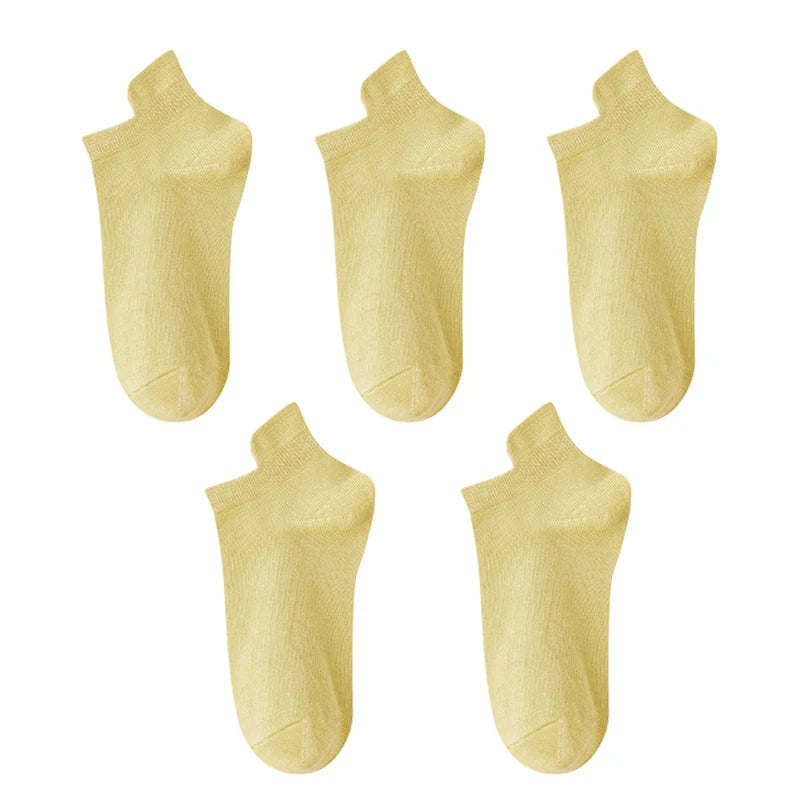 10pieces=5 Pairs Women Socks Casual Breathable High Quality Ankle Sock Summer Low Cut Cotton Thin Short Elastic Sox calcetines