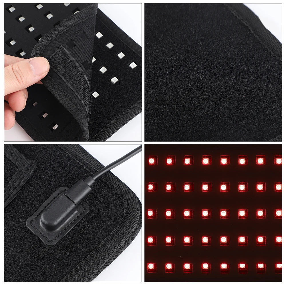 25x13.5cm 60 LEDs 660nm Red Light Infrared Belt 850nm Back Burn Fat Wrap Slimming Machine Waist Timing Pad For Muscle Skin Care