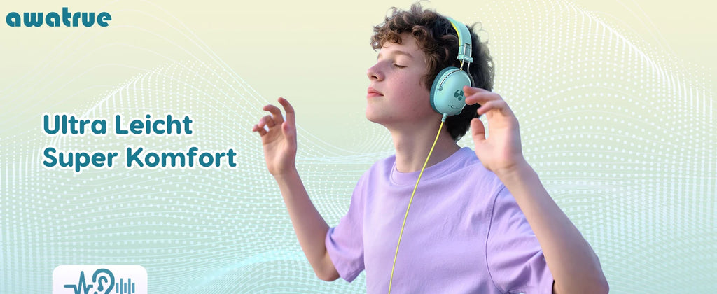 AWATRUE HK05 Kids Study Wired Children'S Headphones Stereo Sound Headset Kids Earphone with Mic Music Headset Limited Volume