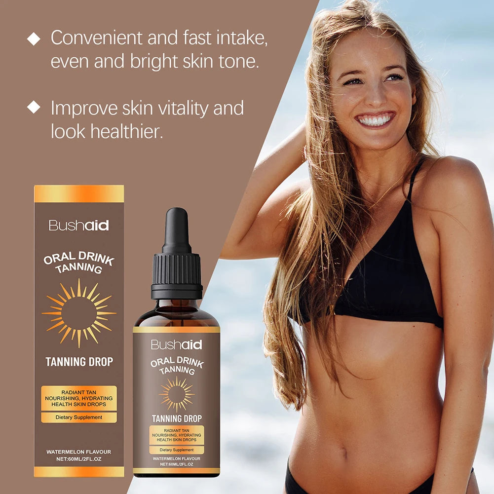 Watermelon tanning drops Body Treatment Sunless Tanning Drops Tanning Drops to Drink Moisturizing Bronzing Tanner for Face Body Secondary image