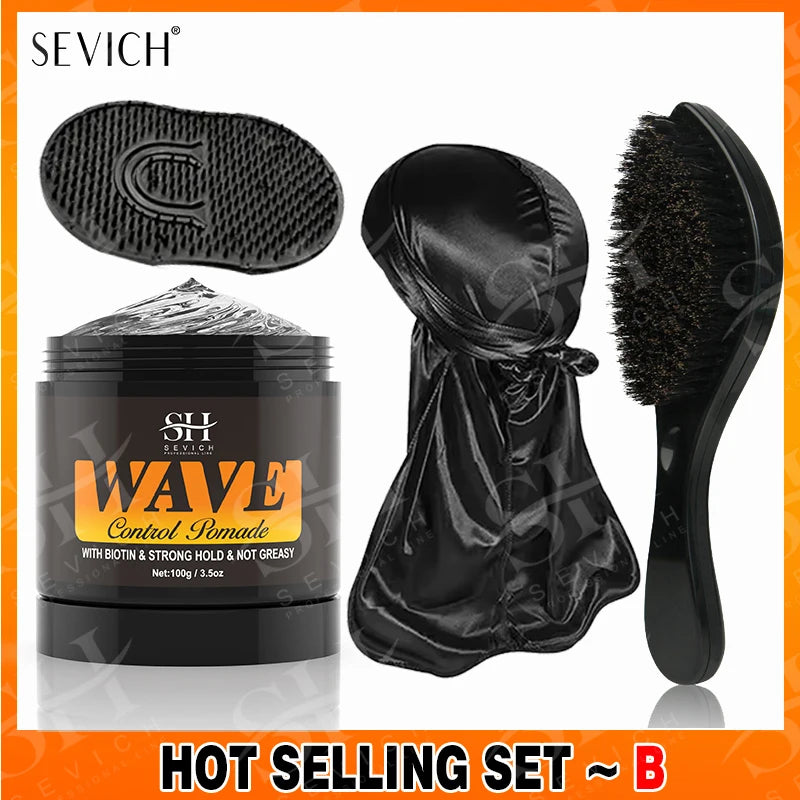 Deep Wave Control Pomade 360 Biotin Sport Strong Hold Wave Hair Gel With Brush Wavy Hair Oil Shampoo Conditioner Styling Care