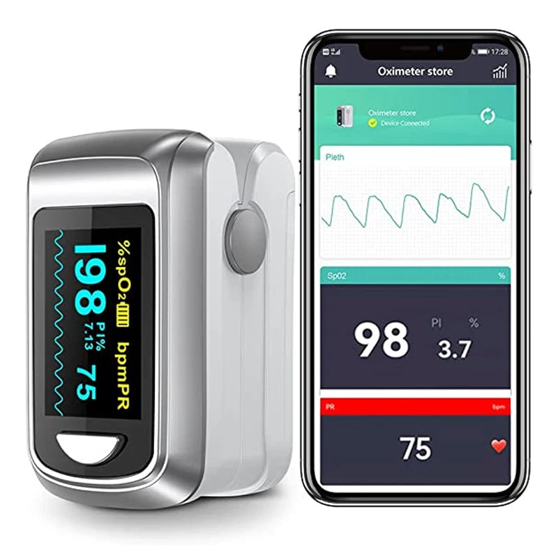 【Local Shipping】HealthTree Finger Pulse Oximeter Blood Oxygen Saturation SpO2 PI Oximetro Oxymeter Bluetooth APP Control