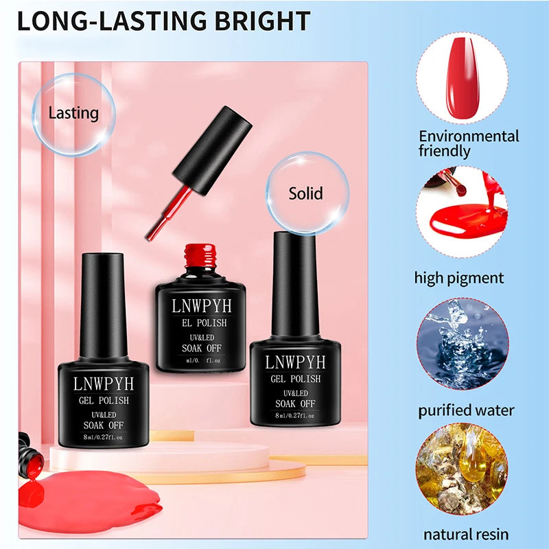 Gel Varnish Kit Professional Nail Gel Kit With Nail Dryer Soak Off Nail Gel Polish Kit  Base Coat  Top Coat Manicure Tools Set