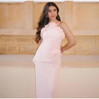 3D Prited Ruffle Women's Maxi Dress Halter Neck Trim Sleeveless Formal Evening Dresses 2026 Summer Wedding Guest Woman Vestidos