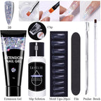 LILYCUTE 15ml Extension Gel Nail Polish Set Quick Nail Prolong With Extend Mold Nail Tips Acrylic Solution Manicure Tools Kit