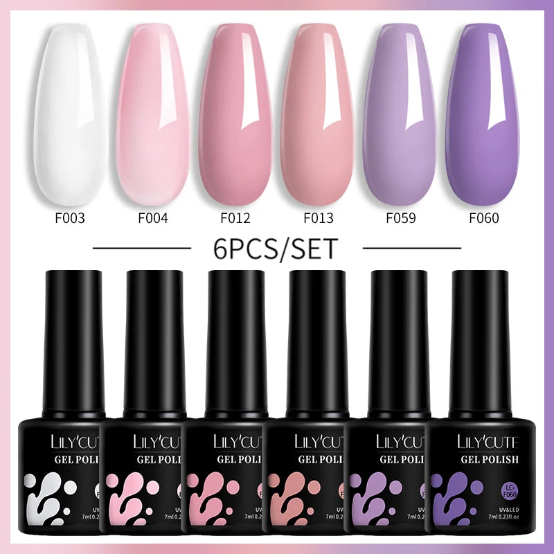 LILYCUTE Nail Gel Polish Set Pink Green Spring DIY Nail Art Design Long Lasting Soak Off UV Gel Manicure Painting Gel Vernis Kit