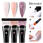 LILYCUTE 15ml Extension Gel Nail Polish Set Quick Nail Prolong With Extend Mold Nail Tips Acrylic Solution Manicure Tools Kit
