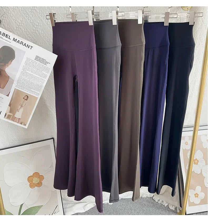 Women's High-Waisted Flared Yoga Pants Comfortable Pilates Running Leggings Stylish Gym Sport Trousers