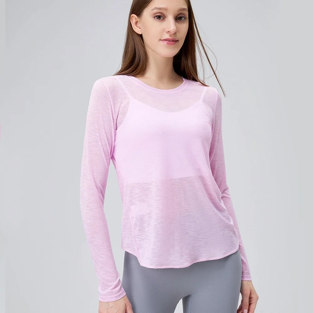 Yoga Suit Women's Long-sleeved Shirts Beautiful Back Sports Suit Tops Slim Loose Blouse Pilates Fitness Gym Suit Running Clothes