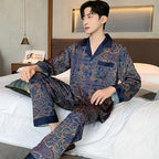 High Quality Pajamas Suit Men Summer Short Sleeve Shorts Ice Silk Sleepwear Male Summer Large Size Simple Casual Loungewear Set