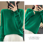 100% Merino Wool Sweater Women O-neck Cashmere Knitwear Female Pullover Autumn Winter Casual Tops Solid Color Soft  Clothing