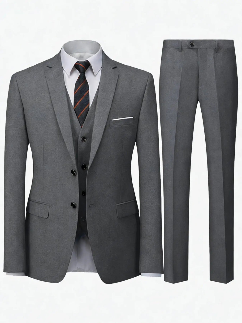 Men's Burgundy 2-Piece Suit Set (Blazer + Trousers Only, No Vest Included),Slim Fit Formal Business Wedding Party Jacket & Pants