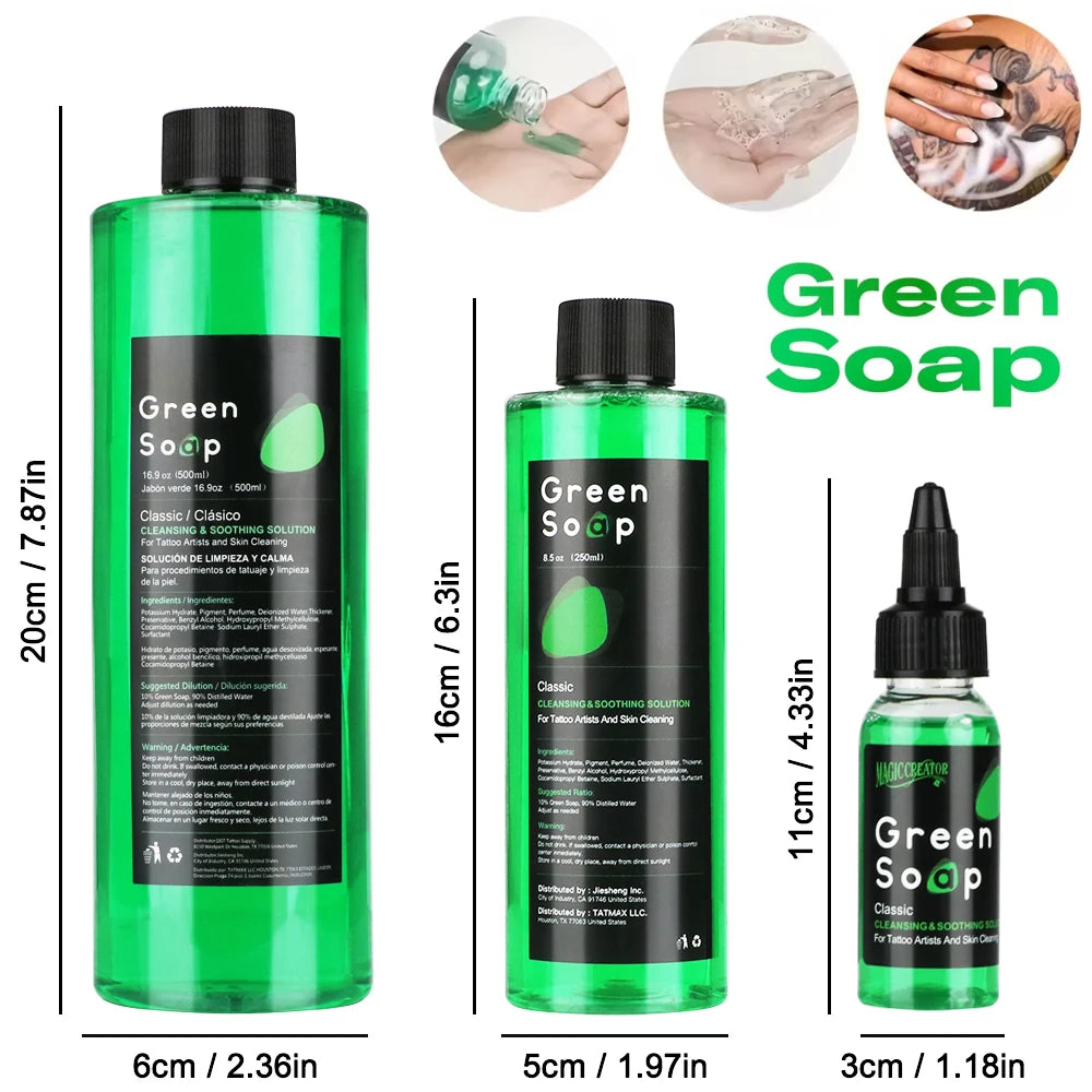 Tattoo Green Soap and Blue Soap - Super Concentrated Tattoo & Piercing Cleanser for Tattoo Studios, Tattoo Artist & Beginner Ürün ana görseli